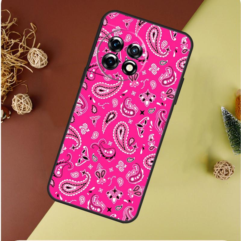 Black Bandana Paisley For OnePlus 13 13R 12 12R 11 9 10 Pro 8T 9RT 10T 10R N20 N30 Nord CE 2 3 4 Lite Phone Case