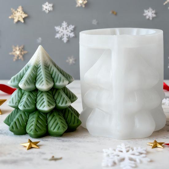 Juletre Silikonform Håndlaget Aromalykt Såpe Resin Polymerleire Form Gjenbrukbar DIY Feriehåndverksutstyr