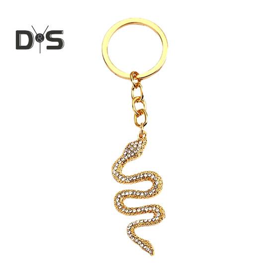 

Брелок со стразами в виде змеи, готический сплав, брелок, ювелирный аксессуар, автомобильный брелок, украшение для сумки, рюкзака, телефона золотистый