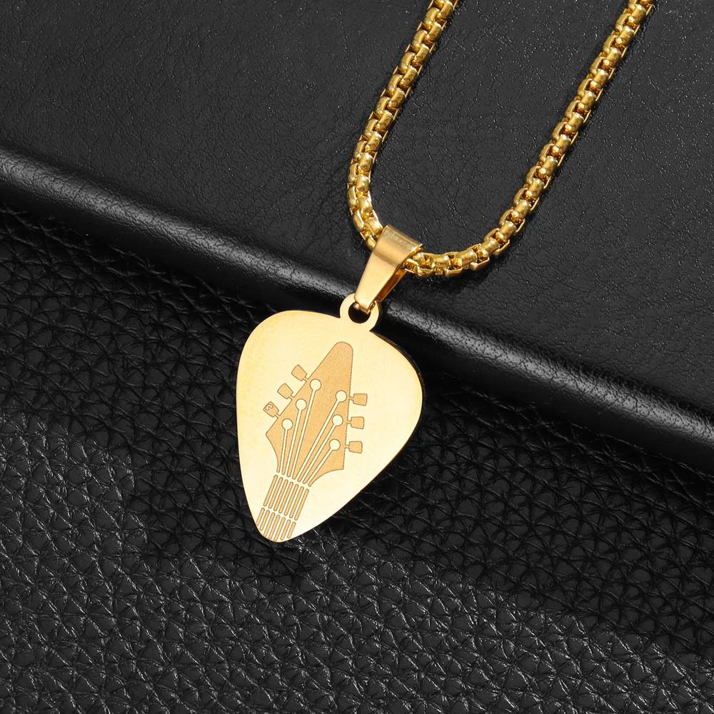 Geometric Stainless Steel Guitar Paddle Pendant Charm Women's Necklace Fashion Christmas Valentine's Day Gift Protector Jewelry