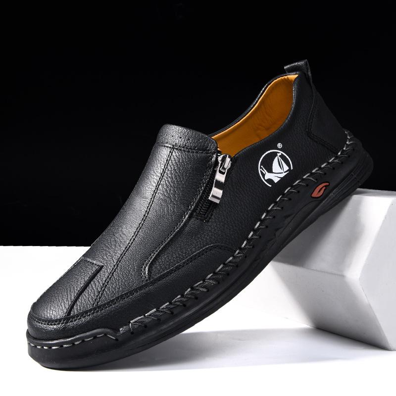 Summer Plus Herrenschuhe Neue Freizeitschuhe aus Leder Herren Slipper Low Top Handgefertigt Genähte Board-Schuhe