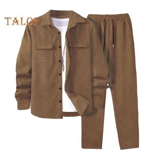 

Комплект мужской спортивной одежды из 2 предметов, пальто с длинными рукавами и карманами, эластичный пояс с завязками, длинные брюки, свободный крой, спортивная одежда L хаки