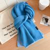 Age-reducing Korean version of blue polka dot double-sided pure knitted scarf for women's winter versatile students thickened warm scarf