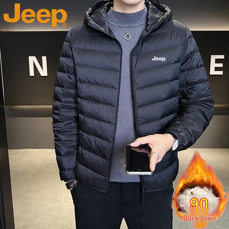 JEEP Men s Lightweight Hooded Down Jacket L чёрный