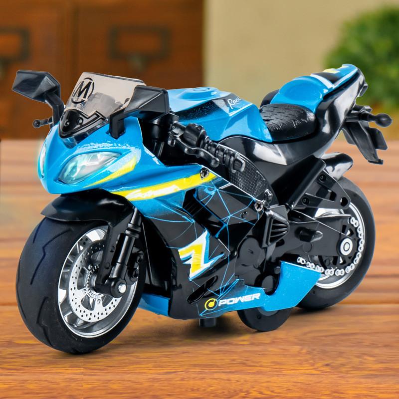 Police Motorcycle Alloy Model With Lights And Sound For Kids Play