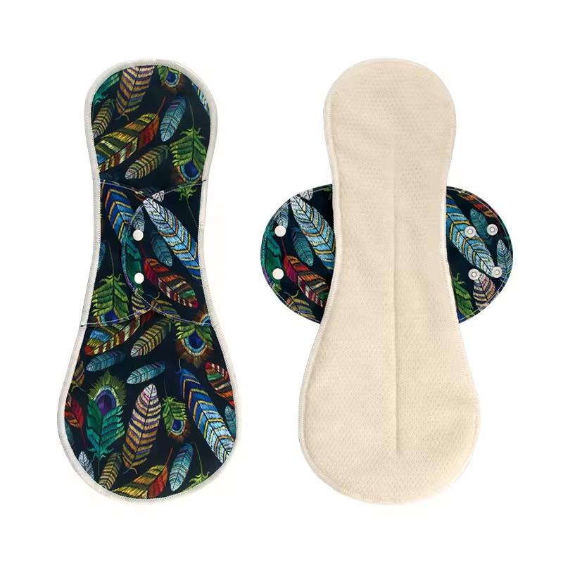 Reusable Washable Cotton Menstrual Pad With Winged Side Tabs Breathable Mesh Top Layer 3 Sizes Light To Heavy Flow