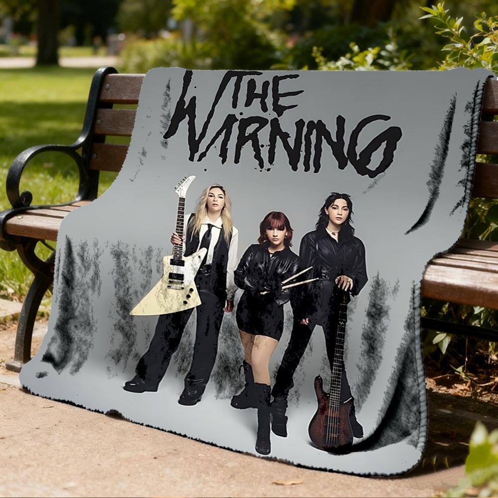 1pc The Warning Band Outdoor Flannel Blanket, Cozy & Warm Soft Te Playful Design, Napping Camping,