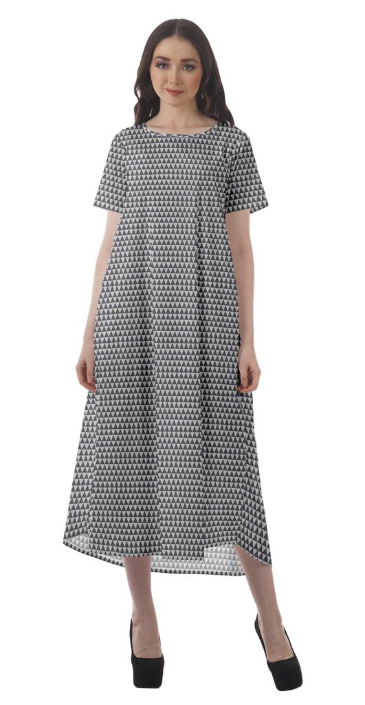 Moomaya Printed Sun Dresses Women Short Sleeve Cotton Flex Party Dress