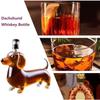 Dackel Hund Whiskeyflasche, 3D Lustige Glas Dackel Whiskeyflasche, Hund Dekanter Weinbehälter für Whiskey-Liebhaber Hunde-Liebhaber