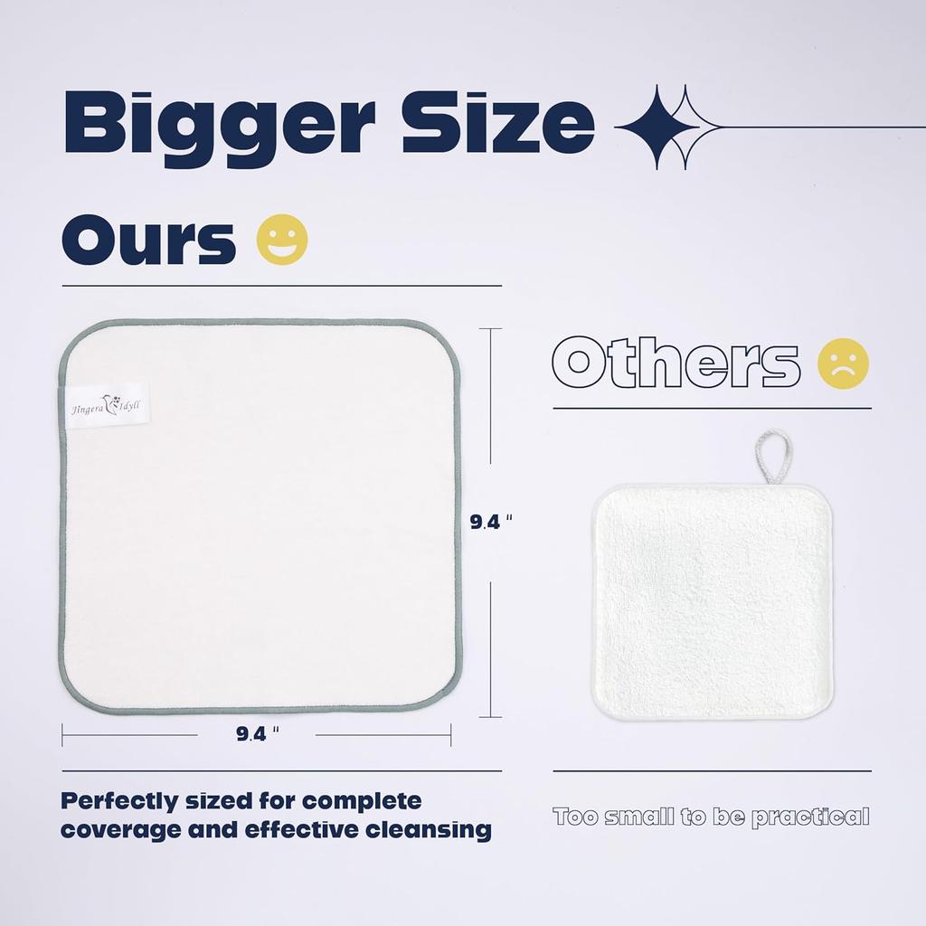 Jingera & Idyll Ultra-Soft Charcoal Fiber Face Washcloth, Facial Towels, Gentle Exfoliating Wipes for Women Cleansing, Wash Cloths, Reusable Makeup