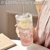 Simple vertical glass cup with lid and straw water cup high-value cold drink cup juice American coffee cup drink cup