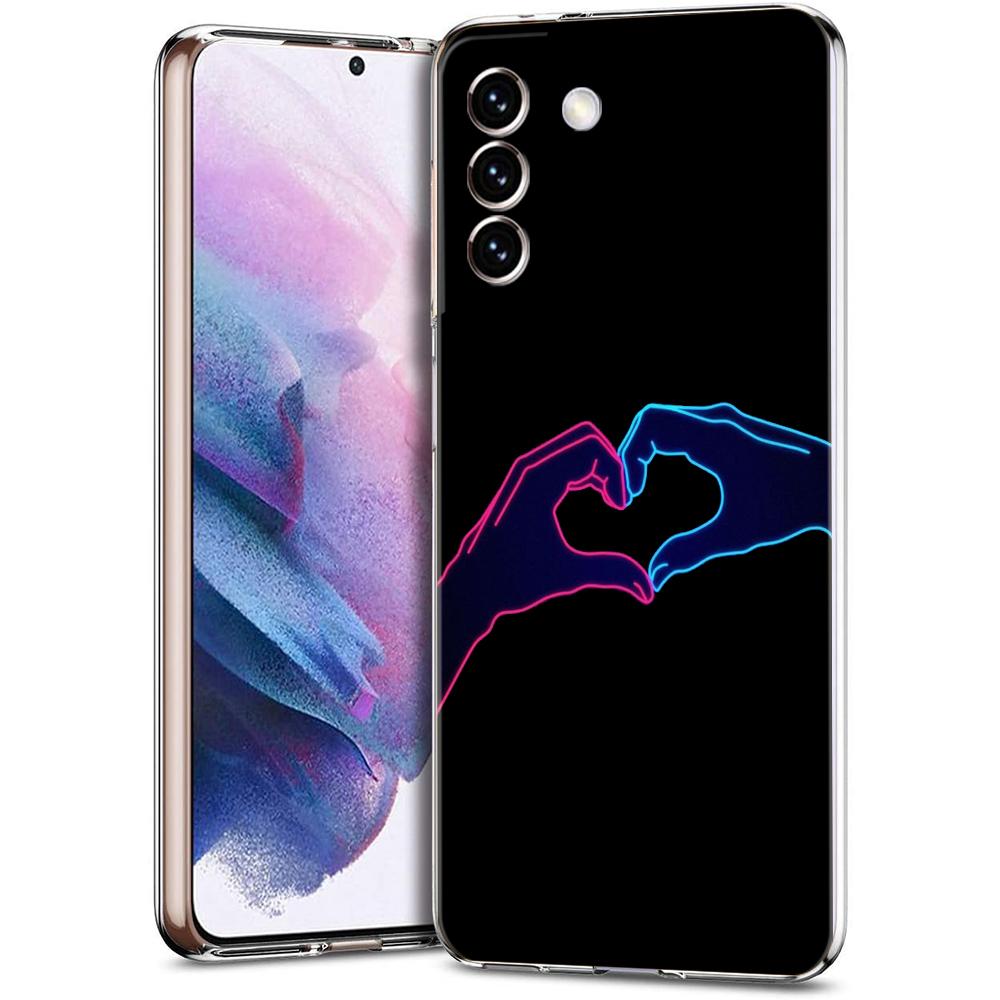 Phone Case For Samsung Galaxy S24 Ultra S23 FE S22 S20 S21 5G S10 S9 Plus S10E S8 Clear I Love you Pink Heart Cover