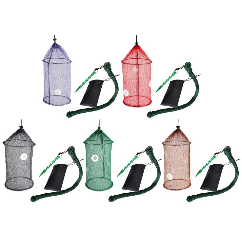 Fishing Baits Trap Foldable Fish Basket for Shrimp Heavy Duty Braided Fishing Net with Storage Bag Basket Baits Cage