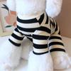 Cute Soft Cotton Striped Dog Jumpsuit Breathable Anti-Shedding Puppy Clothes Four Legs Cat Costume Pet Supplies