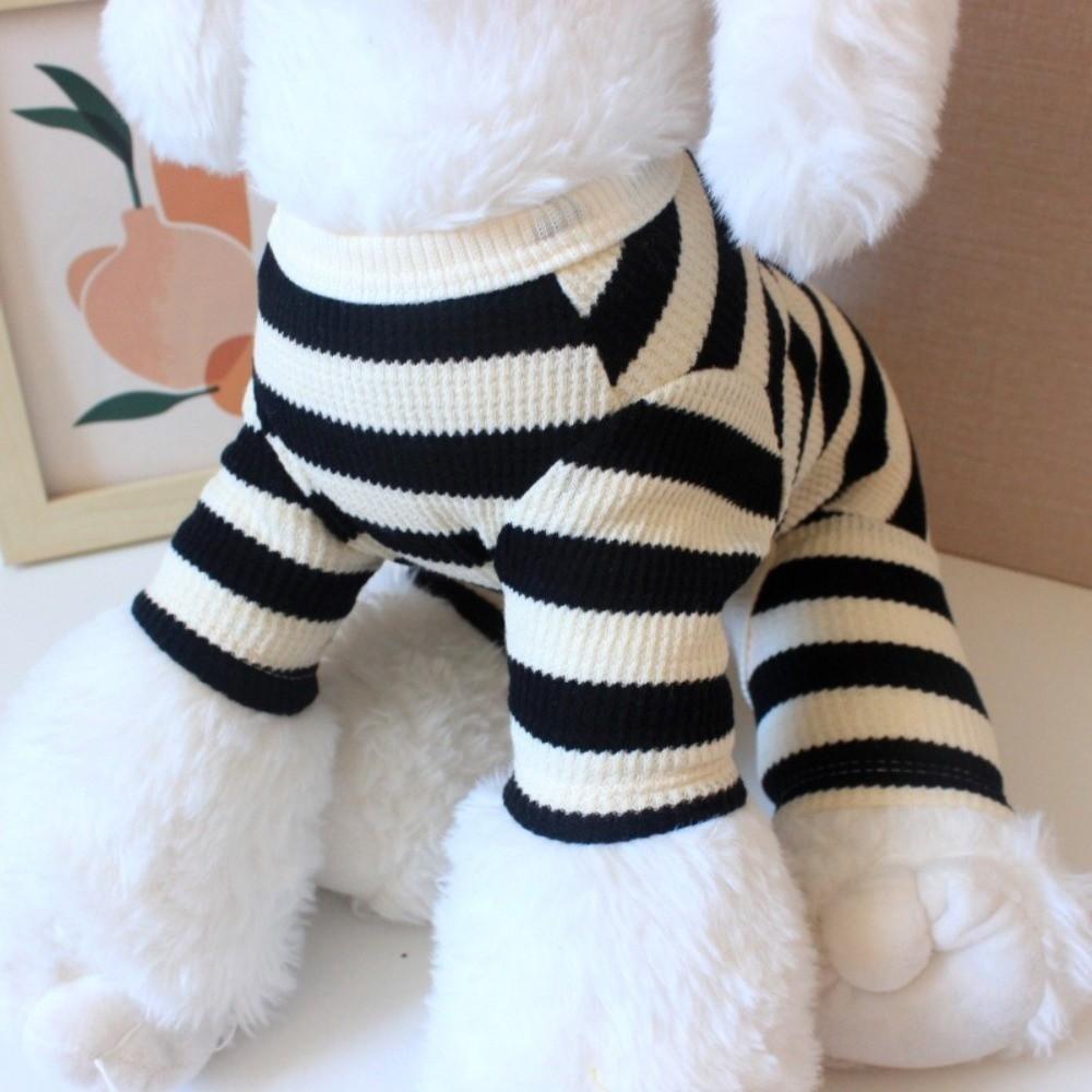 Cute Soft Cotton Striped Dog Jumpsuit Breathable Anti-Shedding Puppy Clothes Four Legs Cat Costume Pet Supplies