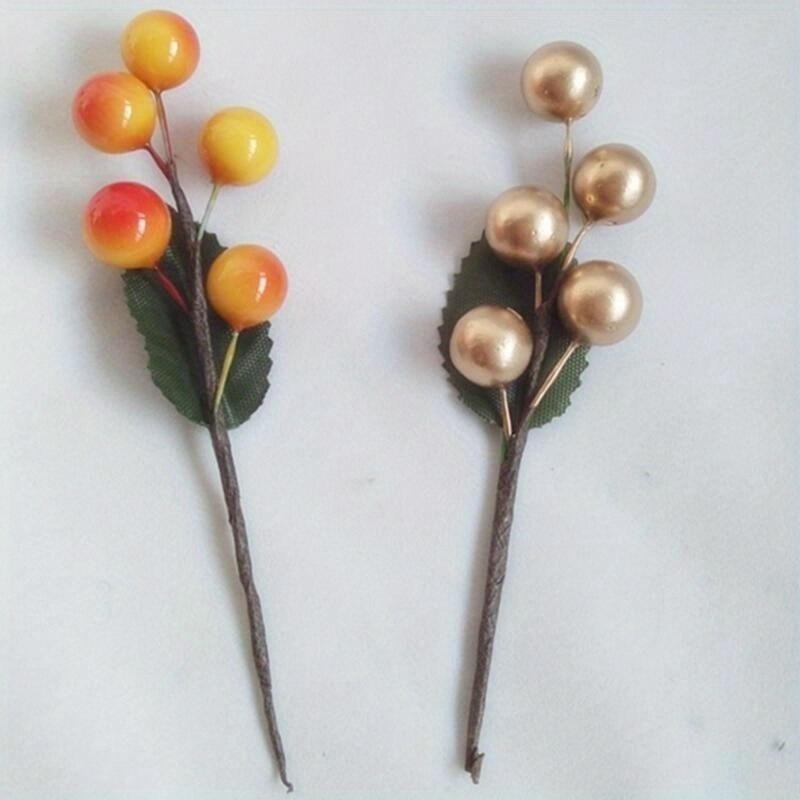 6pcs Imitatie Berry DIY Hoed Slingers Rood Fruit Kerst Decoratie Rood Fruit Handgerolde Tak Kerst Accessoires