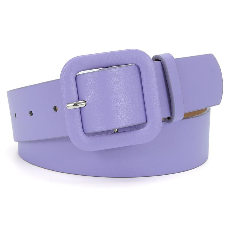 Stylish Minimalist Women's Pu Leather Candy Color Belt With Square Buckle For Dresses