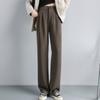 Fashion New Solid Straight Casual Wide Leg Pants Women Elegant Slim Fit High Waist Suit Pants Women Pockets Simple Office Ladies Trousers 25896