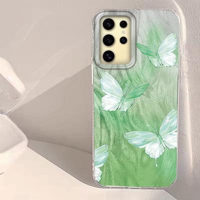 Grüner Schmetterling Bunter Farbverlauf Damen Mädchen Handyhülle für Samsung Galaxy S25 Edge S24 S23 S22 S21 FE Plus Ultra Schale Hülle