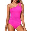 European and American New One-shoulder One-piece Tight Swimsuit for Women's Sexy Solid-color Halter Swimsuit