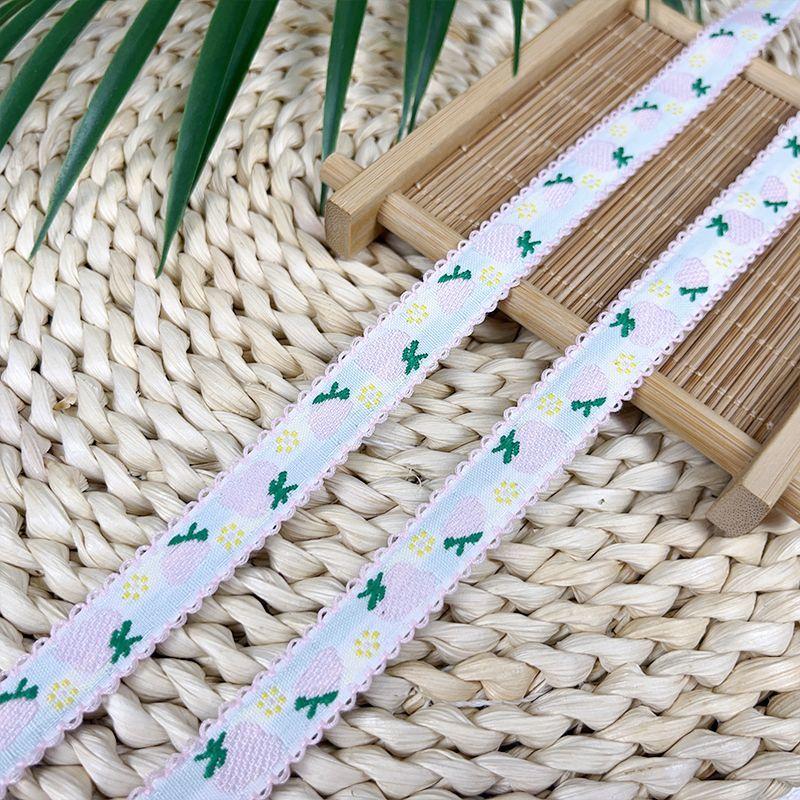 1.5CM Wide HOT Strawberry Embroidery Flower Lace Fabric Trim Ribbon DIY Sewing Applique Collar Cord Wedding Dress Guipure Decor