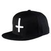 Unisex Black Inverted Cross Embroidered Snapback Hat Paisley Print Adjustable Hip Hop Baseball Cap for Men Women Streetwear