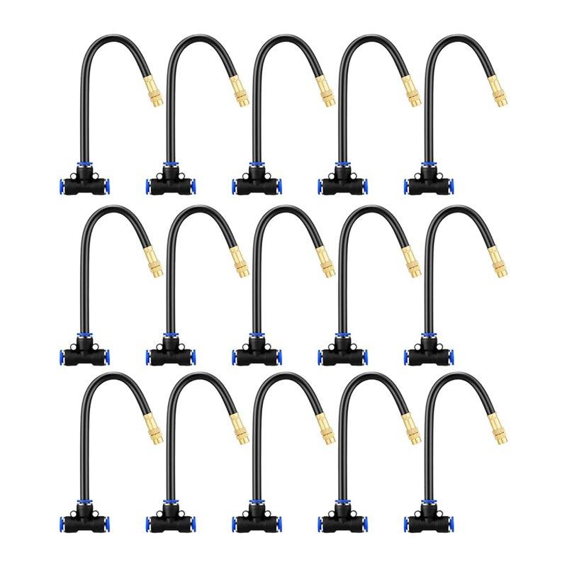 

A25F-Tee With 8 Inch Built-In Hose, 15 Pcs Brass Misting Nozzles, 360° Rotation Adjustable Water Mister Nozzles