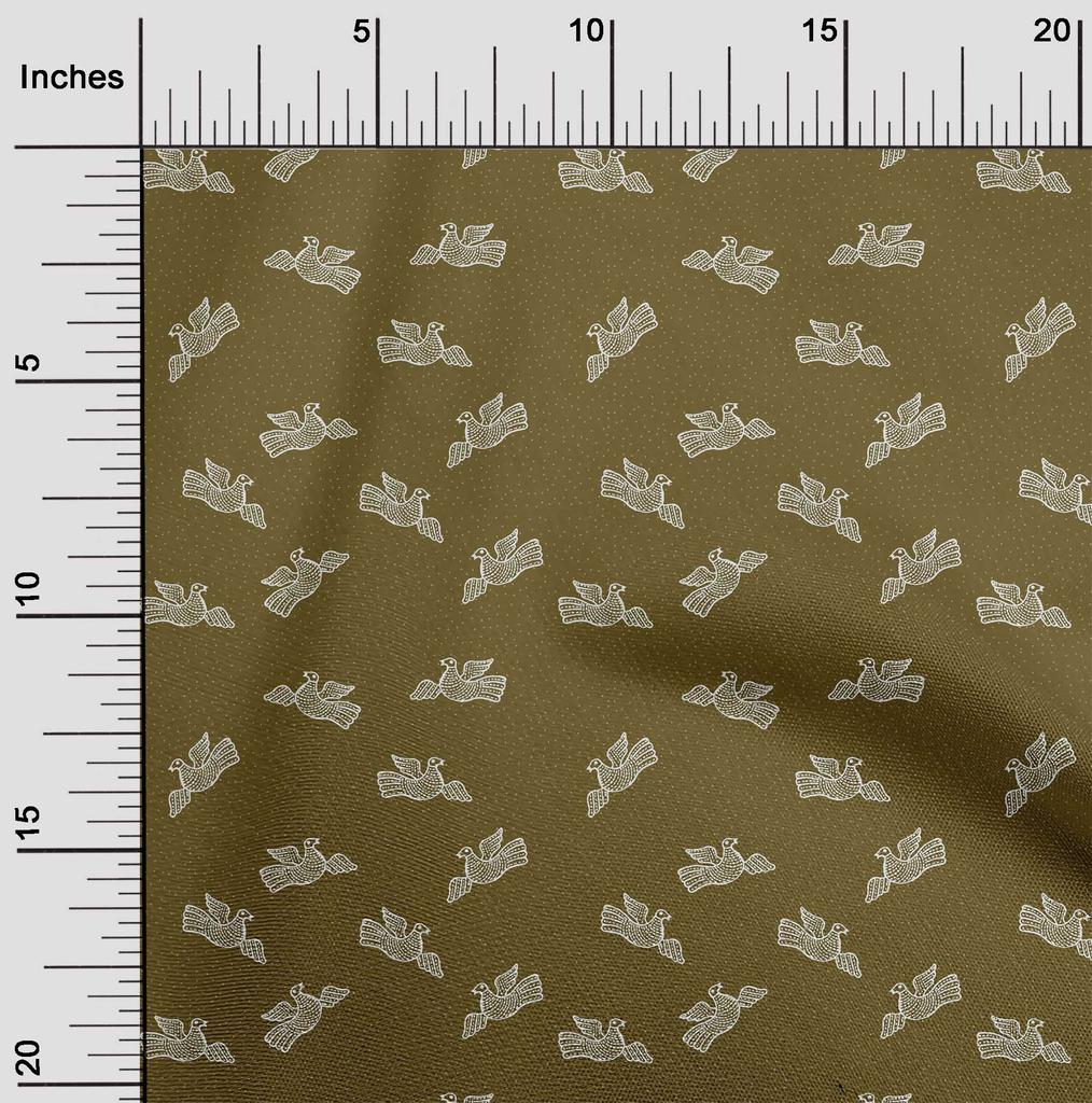 oneOone Tissu Coton Flex Marron Pois & Oiseau Bloc Tissu à Coudre au Mètre Imprimé Fournitures de Couture pour Vêtements DIY 40 Pouces
