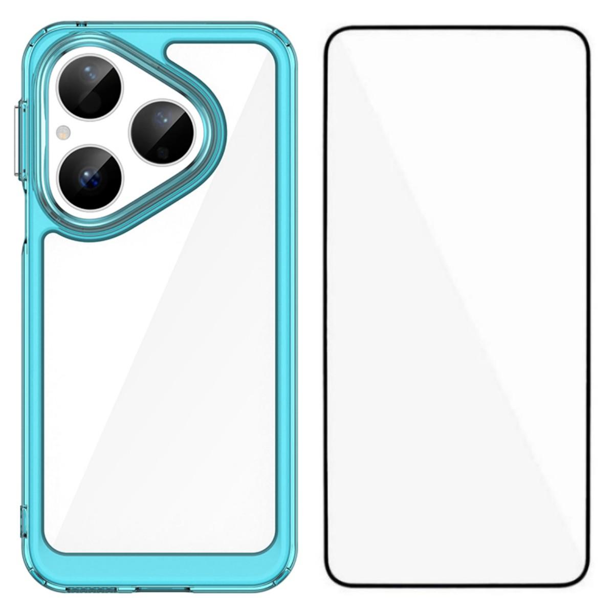 

Чехол для телефона Huawei Pura 80 WANLONFENG Серия XC ТПУ Акриловая крышка с закаленным стеклом (Большое отверстие для линзы) Transparent Blue