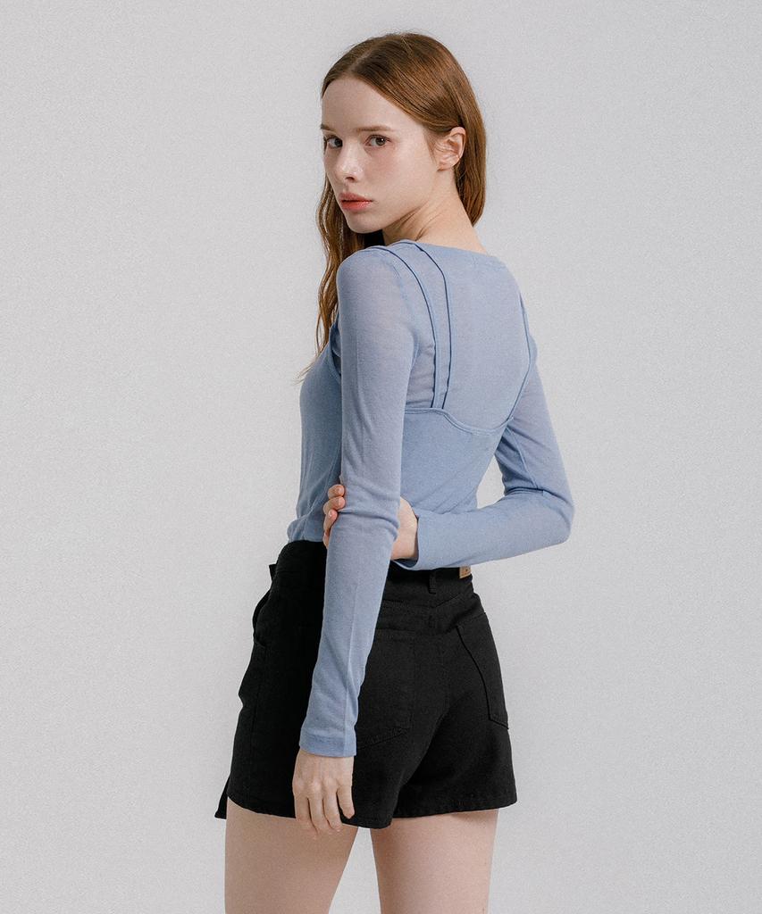 Eilubeu Tencel Layered T-Shirt Aqist002D