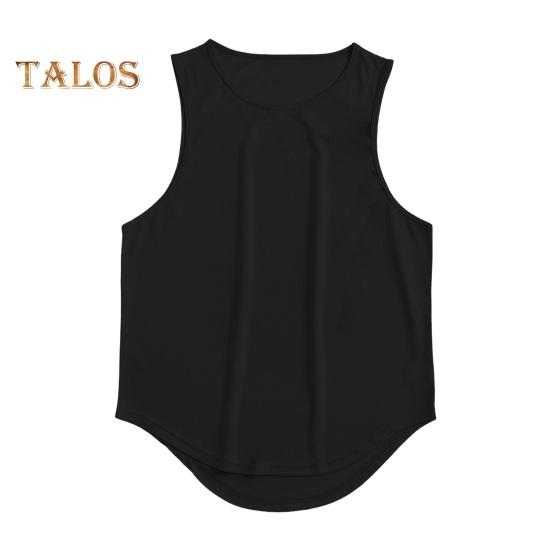 

Мужской летний спортивный жилет с круглым вырезом, хорошая воздухопроницаемость, сплошной цвет, без рукавов, впитывающий пот, быстросохнущий пуловер, майка для бега для тренажерного зала и фитнеса M чёрный