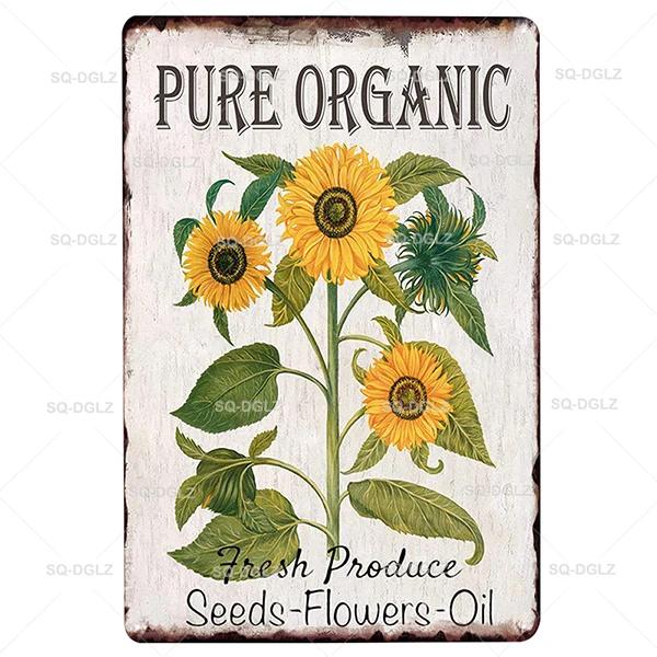 SQDGLZGarden Rules Metal Sign Vintage Metal Plaque Plates Decor For Pub Bar Home Wall Decor Tin Signs Flower Poster Gift