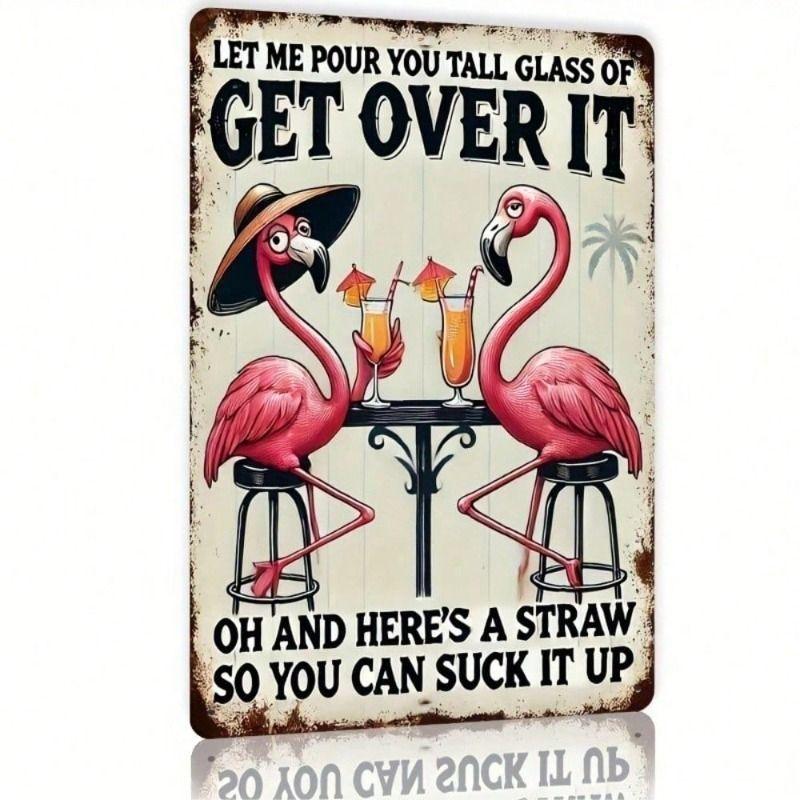 

Vintage Flamingo Metal Wall Poster, Tropical Decor for Living Room