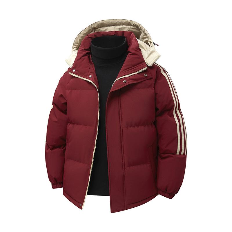 Winter Neueste Herren Entspannte Passform Gestreifte Kapuzenjacke Baumwollwattiert Herren Freizeit Junge Studenten Baumwollwattierte Jacke Baumwollwattierte Jacke