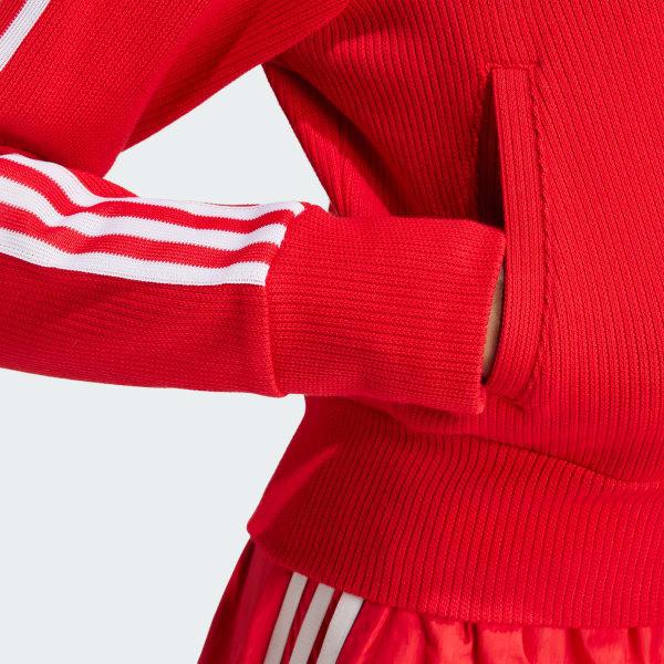 Adidas Originals Adicolor 3-Stripes Full-Zip Knit Lifestyle Jacket Women Red IY7277