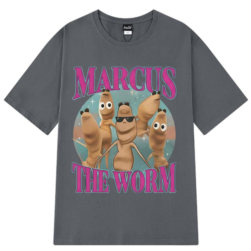 Marcus The Worm Funny Meme Graphic T-Shirt Men Women Harajuku Fashion Vintage T-shirt Short-sleeved Loose Casual Cotton T-shirts