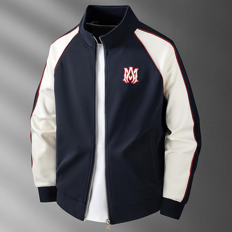 Men's High Collar Patchwork Zipper Hoodie - Light Luxury Autumn/Winter Collection