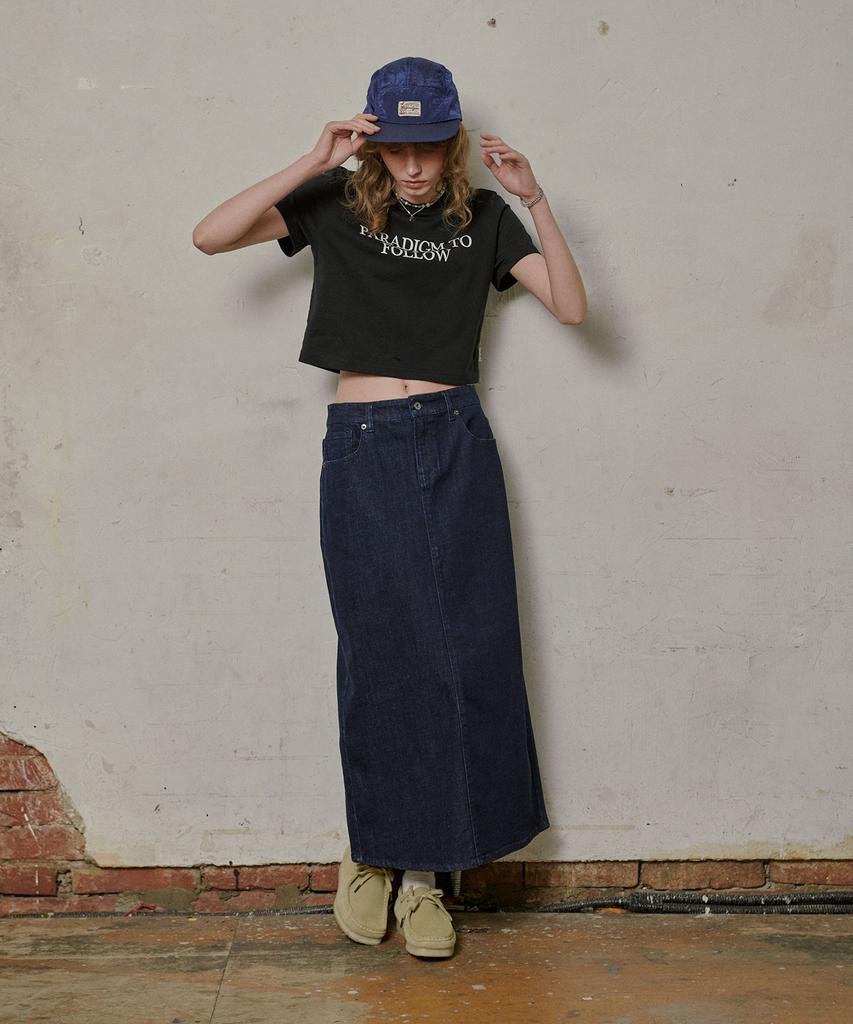 Mc Wood Gun Ronas 7992 Spandex Denim Dark Indigo Long Skirt