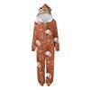 Christmas Print Family Matching Hooded Long Sleeved Zippered Jumpsuit Set