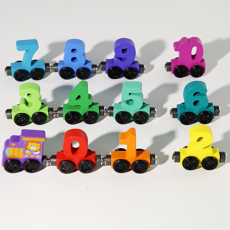 Number Digital Magnetic Wooden Train Toys Colorful Building Blocks Educational Hand-eye Coordination Magnetic Digital Train