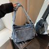 Denim Shoulder Bag Large Capacity Crossbody Bag Student Class Messenger Bag