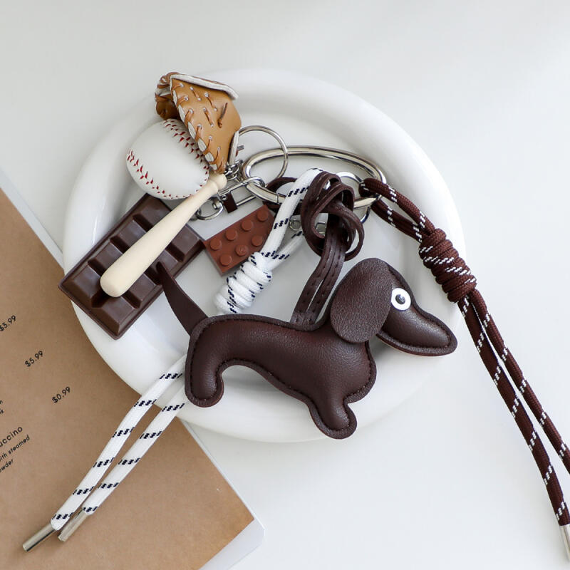 Dachshund puppy keychain set