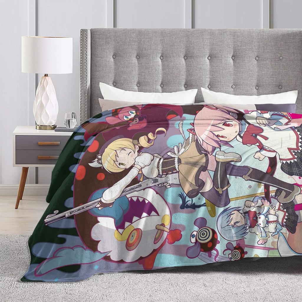 Funny Anime Puella Magi Madoka Magica Blanket Wool Vintage Breathable Throw Blankets for Bedspread Autumn/Winter