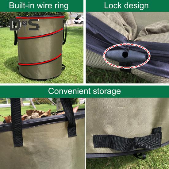 Leaf Trash Can with Storage Bag Folding Garden Garbage Bin Waterproof Portable Trash Can for Camping Gardening Yard Waste