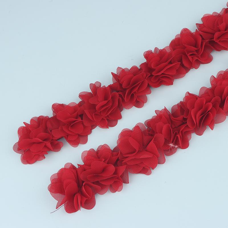1 Yard 24 Flowers Chiffon Lace Patch Fabric Webbing Decoration Flower Gift Ribbons Diy Bridal Veil Shoes Wedding Clothes Crafts