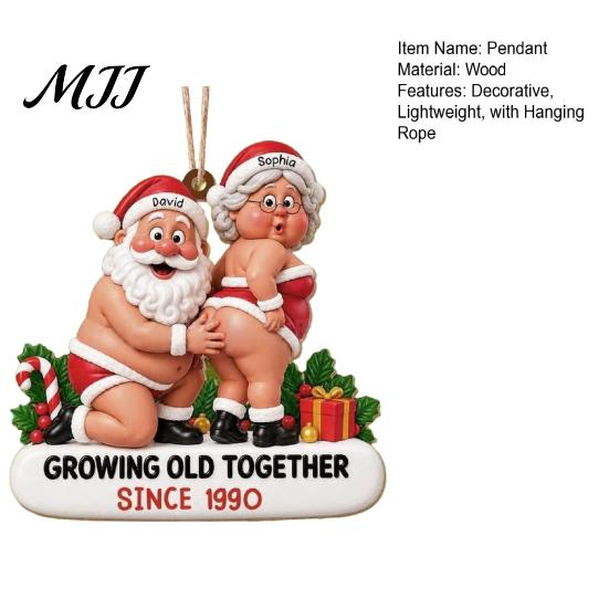 Hanging Wood Craft Decorations Wooden Christmas Tree Ornaments, Funny Santa Claus Pendant with Decorative Holiday Party Favors Rope for Home Decor and