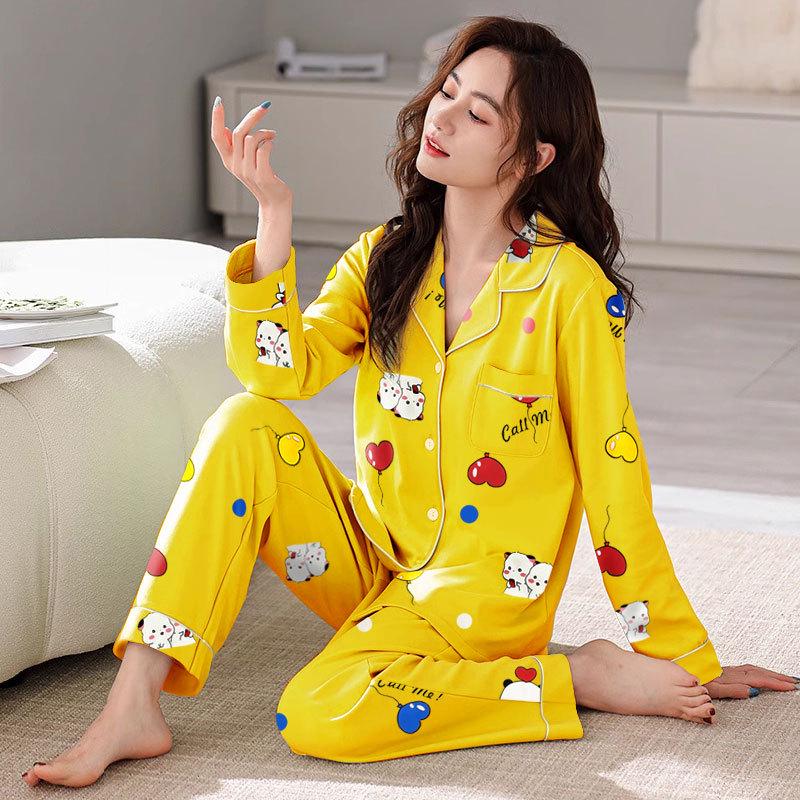 Damen Übergröße Langarm Pyjama Set - Frühling, Sommer, Herbst Homewear
