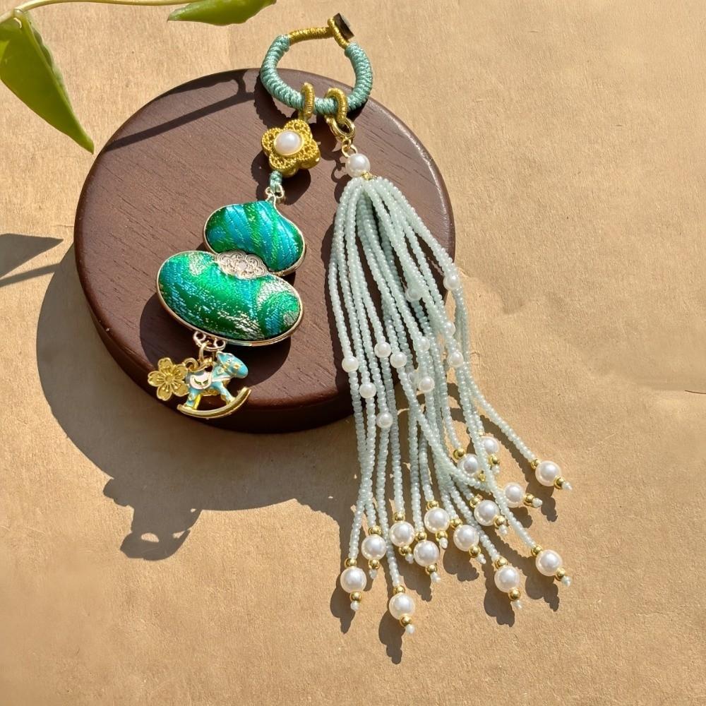 Horse Chinese Traditional Key Chain Luxury Embroidered Cat Key Ring Brocade Gourd Pendant Daily