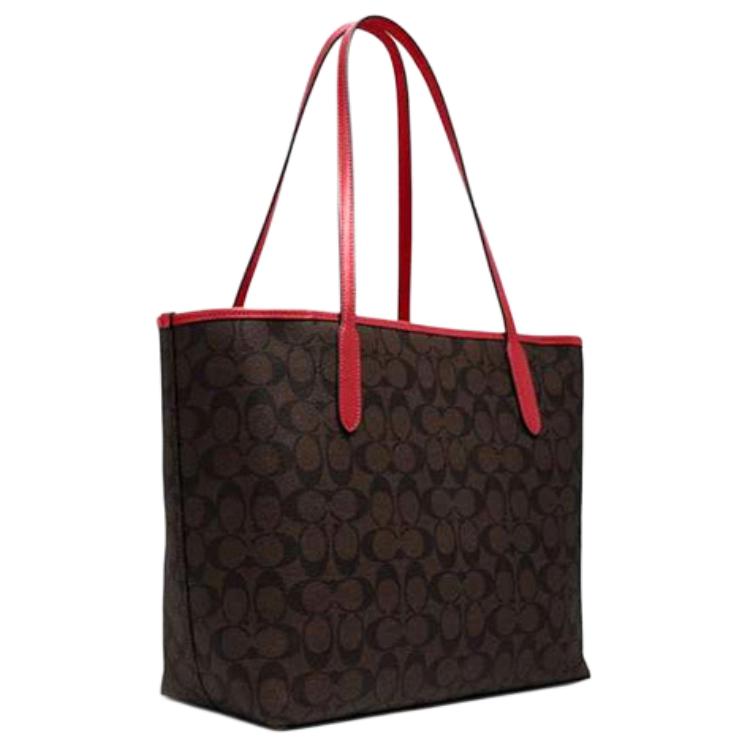 

Новая холщовая сумка-тоут COACH City с кожаной отделкой, сумка для покупок, сумочка, сумка через плечо большого размера, женская 5696-IMRVQ 33.0*16.0*29.0CM