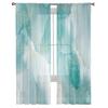 Marble Line Aqua Tulle Curtains for Living Room Bedroom Voile Sheer Curtain Window Home Decor Drapes